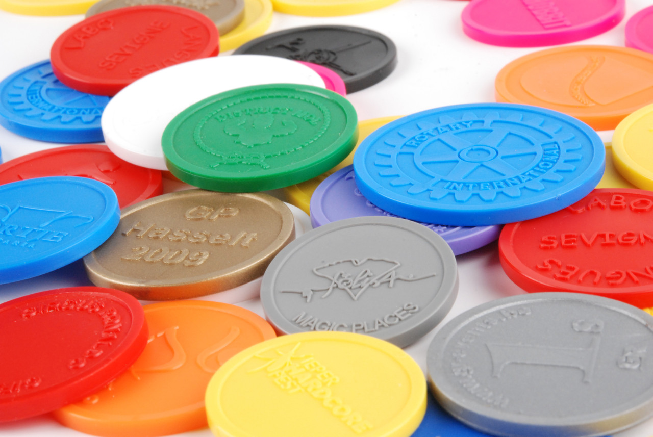 Plastic Tokens Embossed Round 1.14"